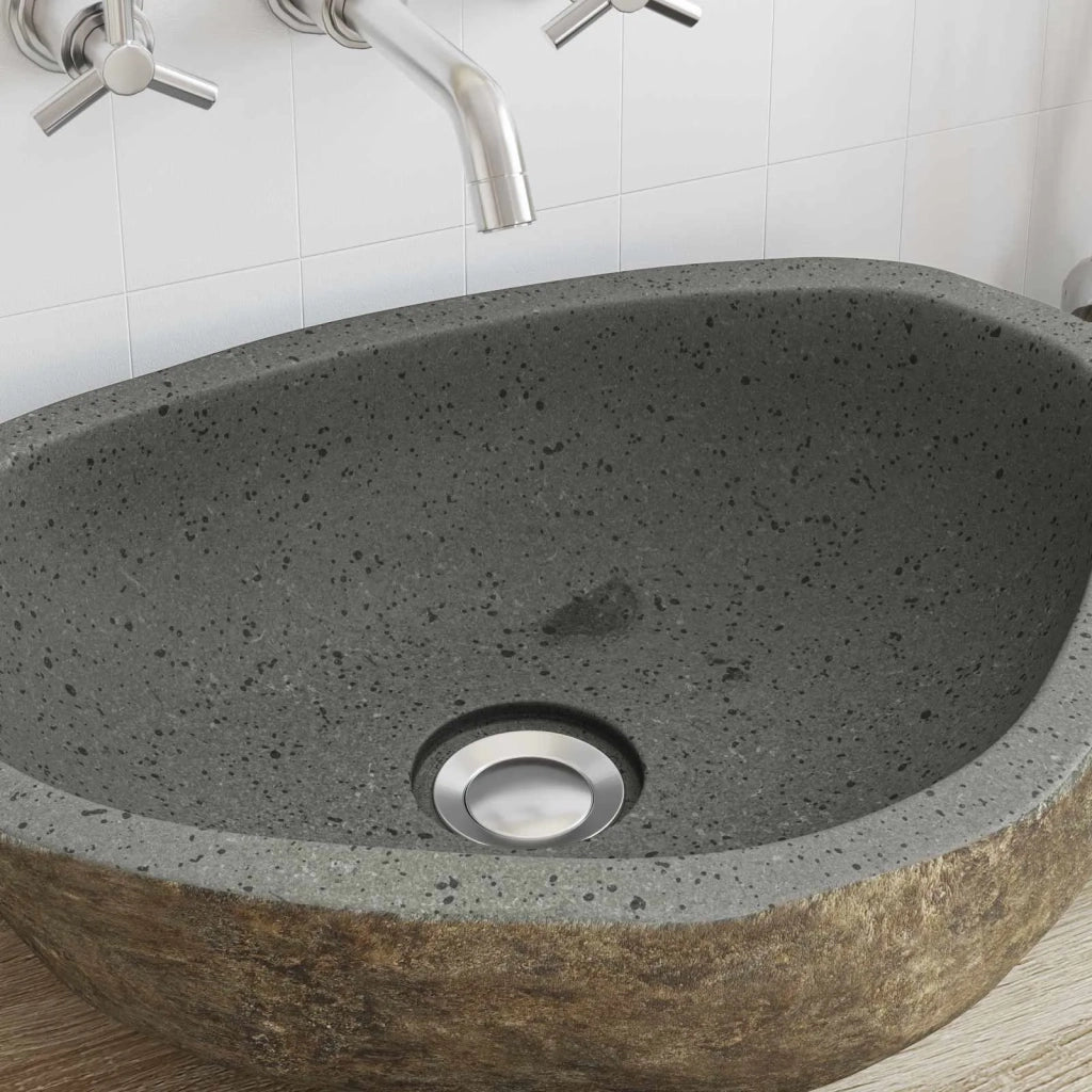 Basin in pietra fluviale Grigio chiaro 52 x 40 x 15 cm CFW7861387
