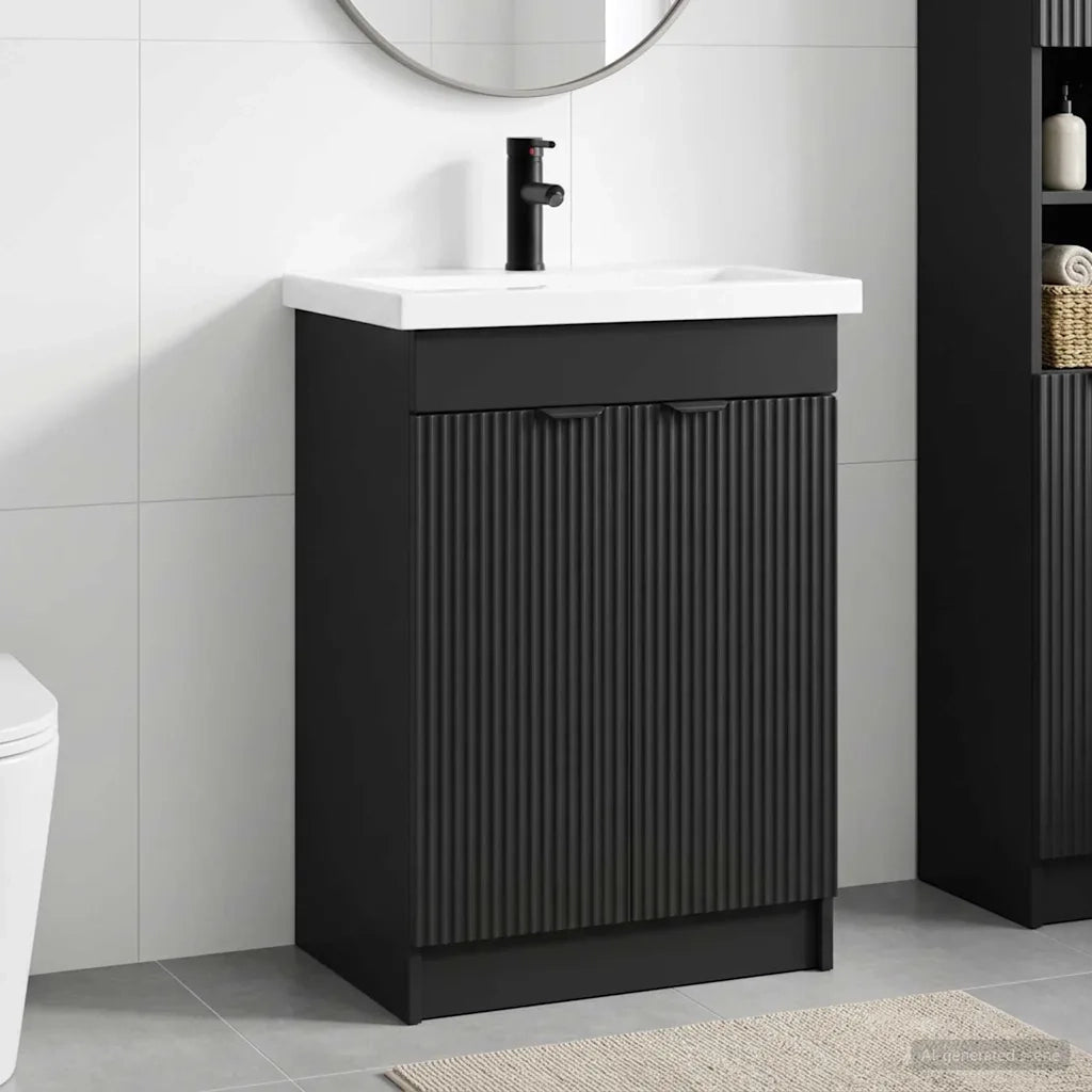 Set di mobili per il bagno Nero 78,5 x 37,5 x 81 cm 3404155