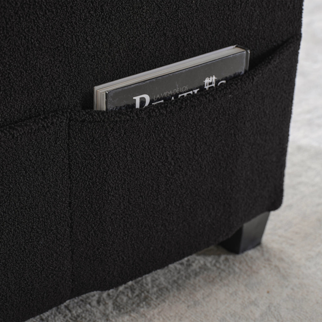 Fauteuil convertibile 3 in 1 con schienale regolabile, porta bicchieri, porta USB e tasca laterale nero 74 × 87 × 84 cm