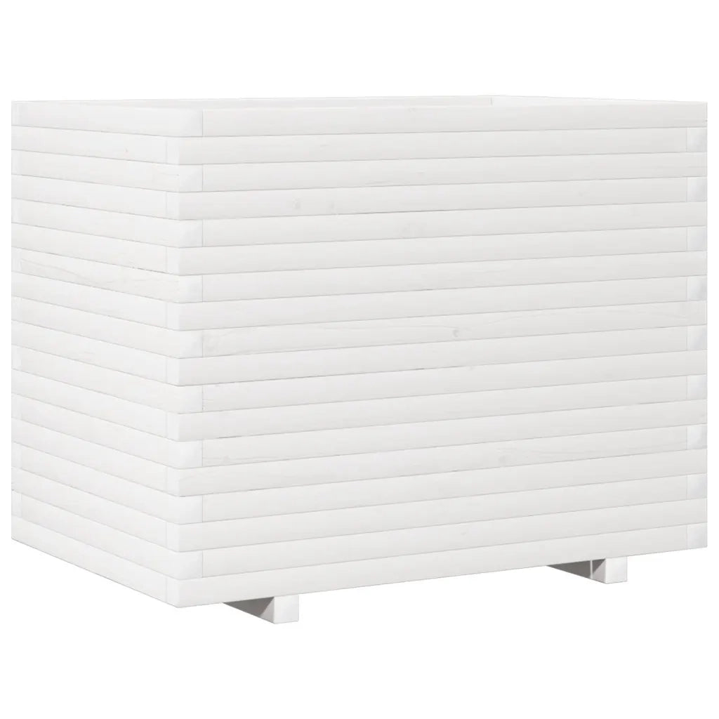 Fioriera da Giardino-Vaso da Esterno Bianca 90x60x72 cm Legno Massello di Pino
