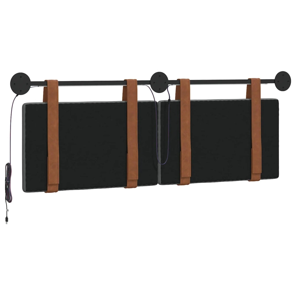 Testiera sospesa Con luce LED Grigio Scuro PU Antico