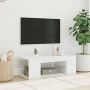 Mobile Porta TV con Luci LED Bianco Lucido 90x39x30 cm