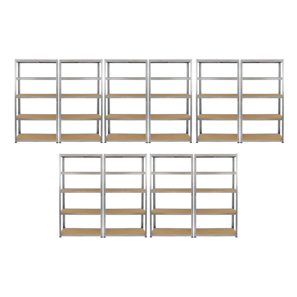 10 Scaffali in Acciaio Senza Bulloni Galwix Grigi Larghi 90cm per Magazzino