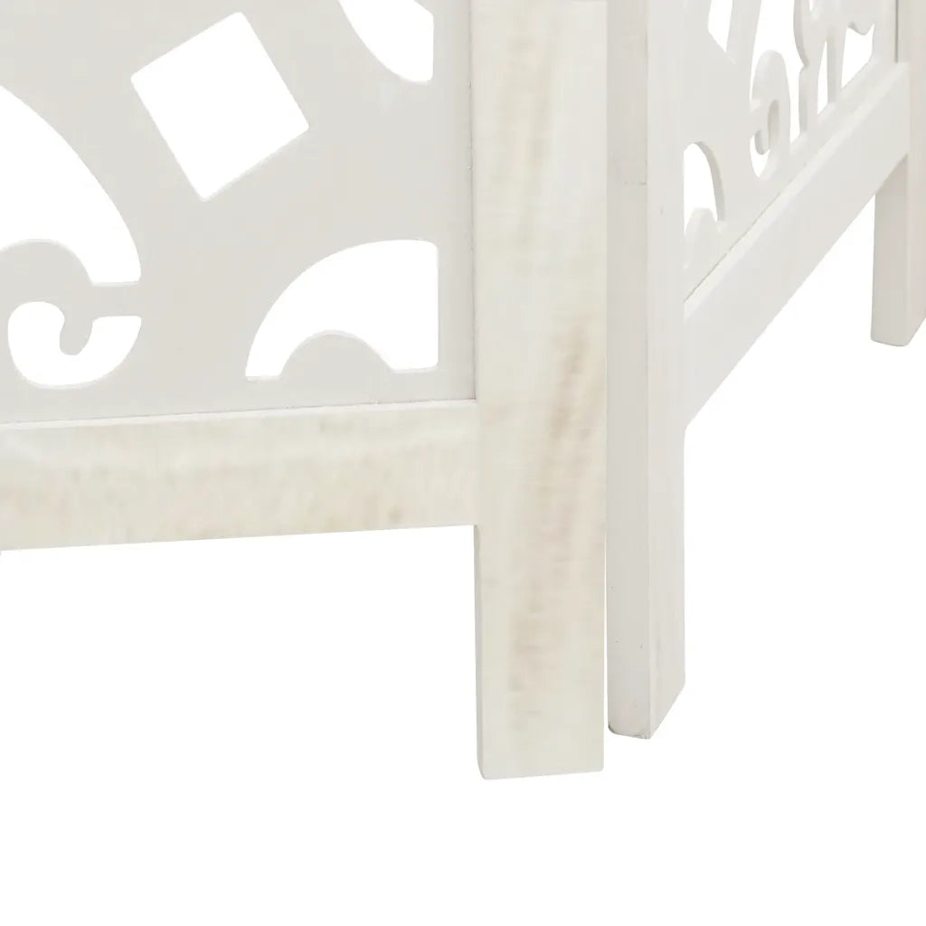 Divisorio Ambienti 3Pannelli Bianco Legno Massello di Paulownia 358734