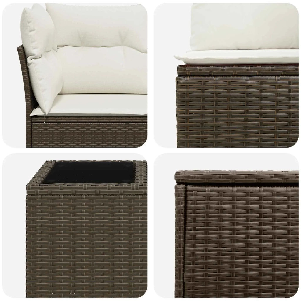 Set di divani 8 pz Marrone e Bianco Crema 3448272