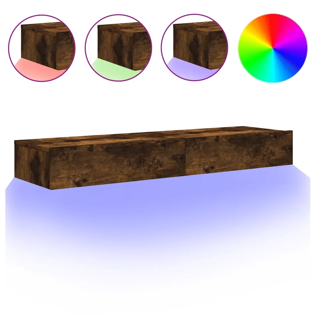 Mobili Porta TV con Luci LED 2 pz-Credenza per TV Rovere Fumo 60x35x15,5 cm