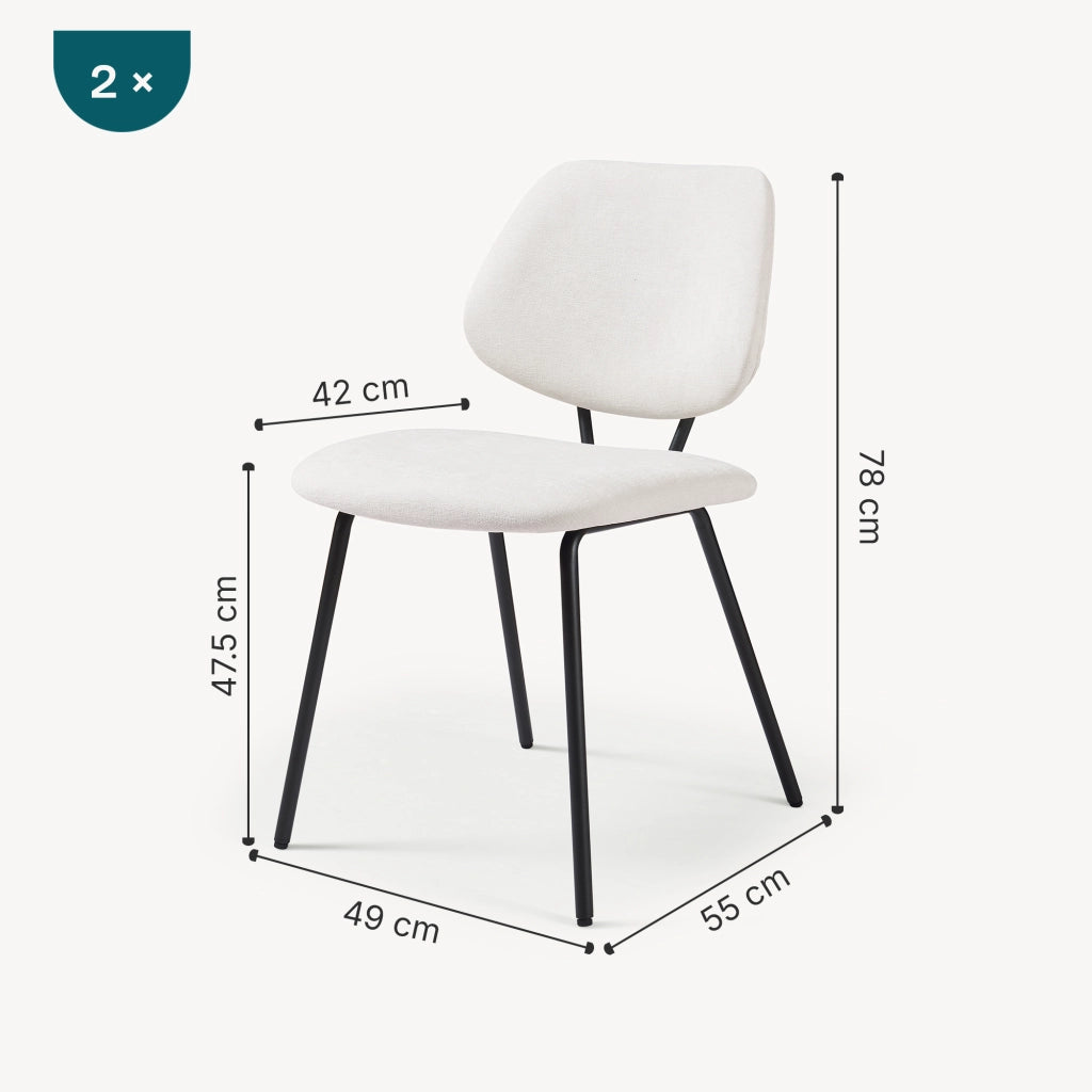 Set di 2 Sedie Köma con Rivestimento in Tessuto - Beige [en.casa]
