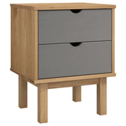 Comodino | Armadio da Notte | Mobiletto da notte OTTA Marrone e Grigio 45x39x57 cm in Legno di Pino