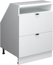 Mobile sottotetto Rion, Ondulazione bianca, 60 x 81.6 cm con 2 cassetti, carcassa 60 cm profondità, adatto per il salvaspazio sotto tetti spioventi