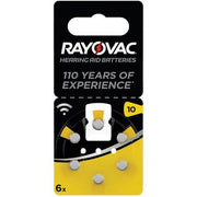 PILA APPARECCHIO ACUSTICO RAYOVAC 10 VARTA - GIALLO CF=PZ 6- 10 confezioni