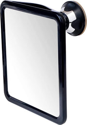 Scheerspiegel anti-condens con maniglia - Spiegolo per la doccia - Specchio per la doccia senza fori - Specchio per la rasatura con supporto per lama - 20 x 18 cm (nero)