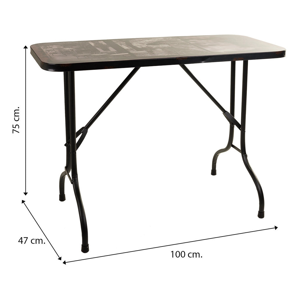 Tavolo rettangolare in metallo nero 100x47x75h