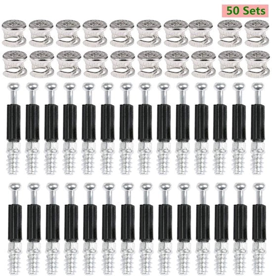 Connettori per mobili eccentrici - 50 pezzi - verniciati in rame - diametro 15 mm - viti M6 x 45 mm - materiale resistente