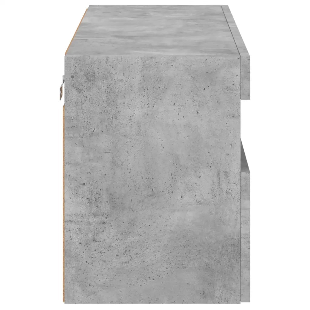 Mobile TV a Parete | Armadietto TV | Mobile Porta TV con Luci LED Grigio Cemento 80x30x40 cm