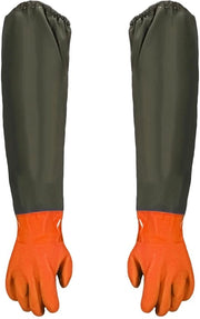 Manopole da giardino e per pescatori, guanti in gomma naturale, lunghezza extra, impermeabili, con rivestimento in tessuto, 70 cm, 1 coppia