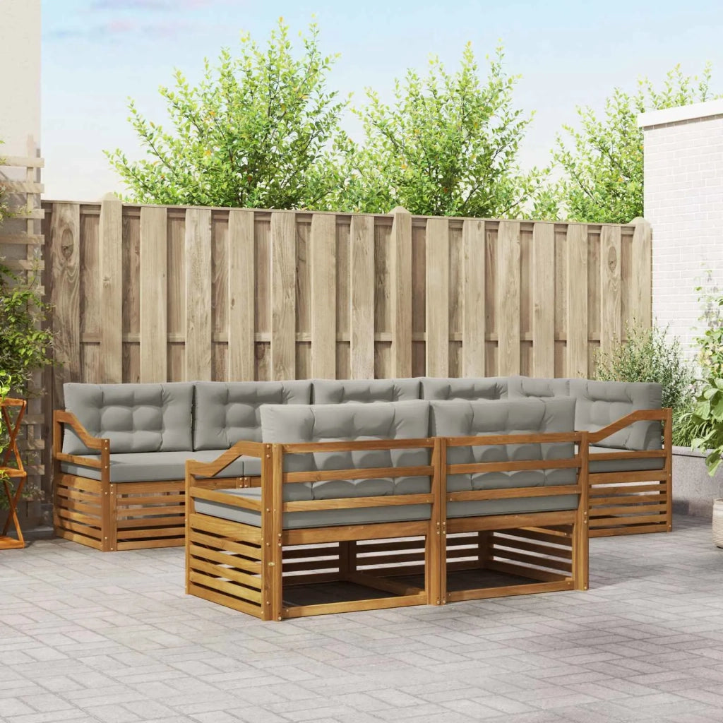 Set di divani da esterno 7 pcs Grigio Naturale e Chiaro