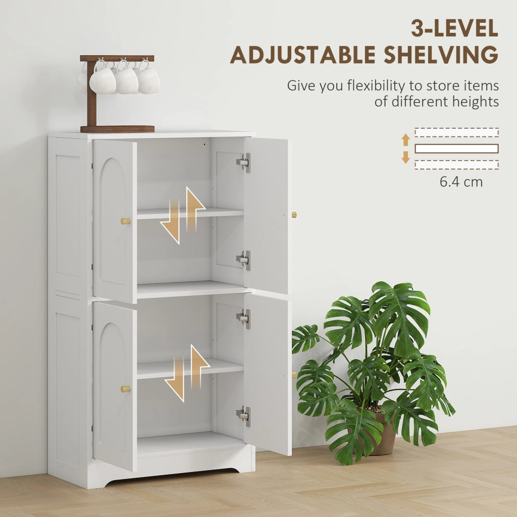 Credenza Cucina in Legno con 2 Armadietti. 4 Ante. 2 Ripiani Regolabili. per Sala da Pranzo. Soggiorno. Bianco