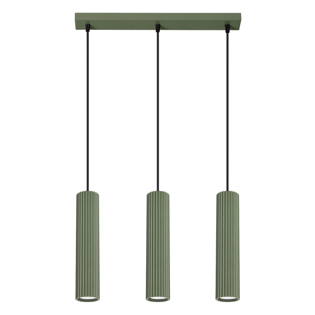 Lampada a sospensione GRAVIO verde oliva barra 3 tubi 3xGU10