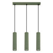 Lampada a sospensione GRAVIO verde oliva barra 3 tubi 3xGU10