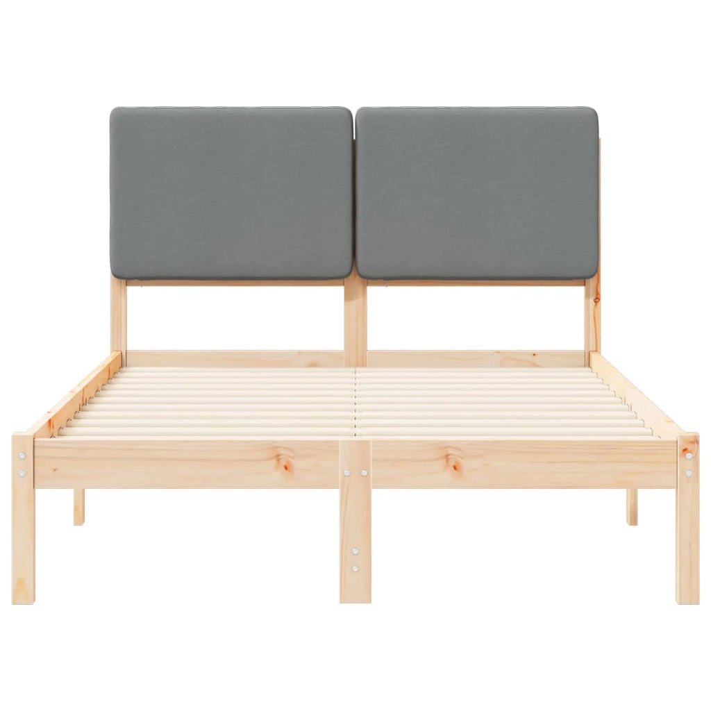 Letto con Testiera Rivestita Grigio chiaro 135 x 190 cm
