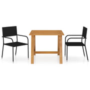 Set Mobili da Pranzo per Giardino 3 pz Nero 3068720