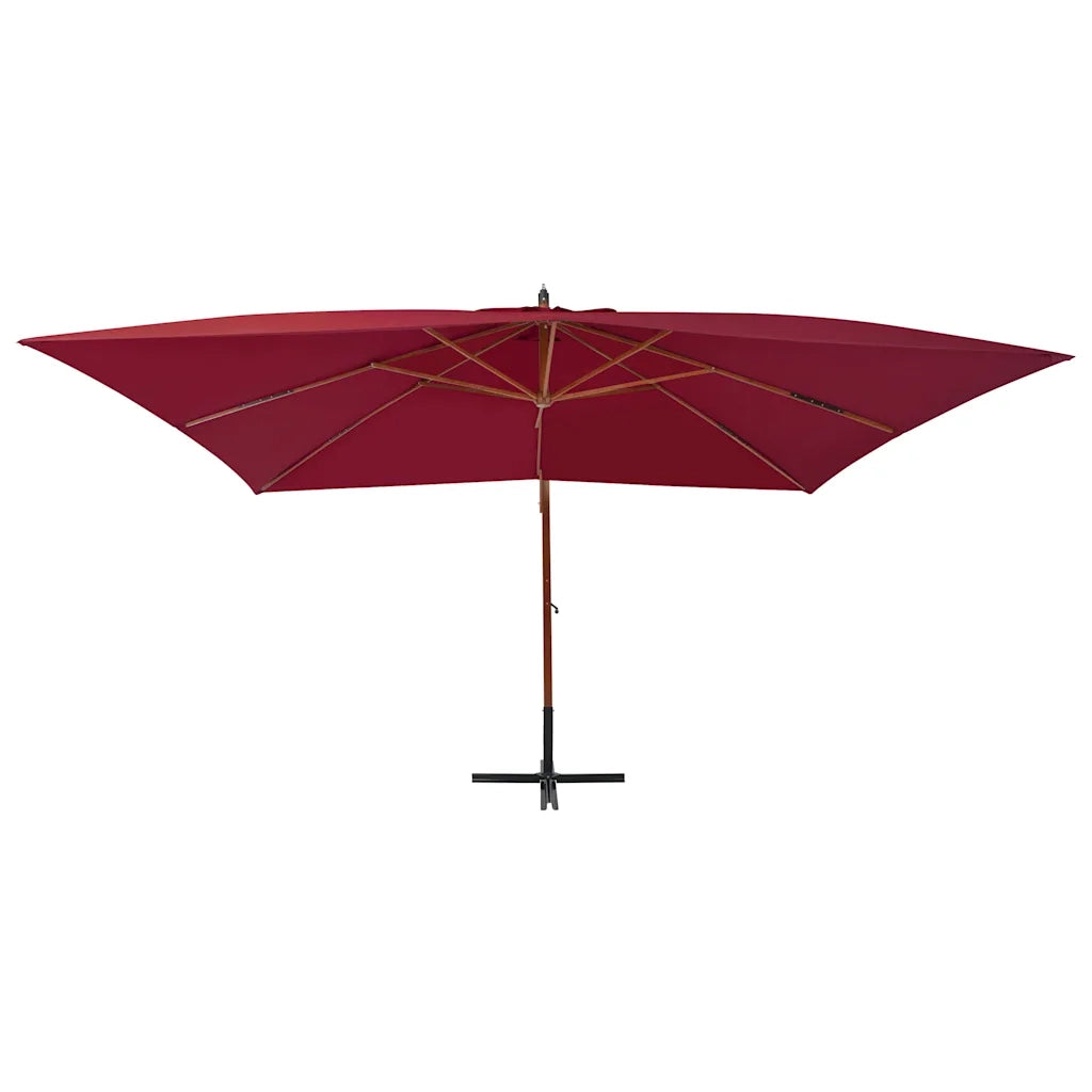 Ombrello | Parasolne a Sbalzo con Palo in Legno 400x300 cm Rosso Bordeaux