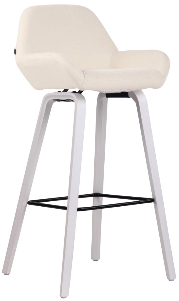 Sgabello bar Newnan in tessuto crema,bianco (quercia)