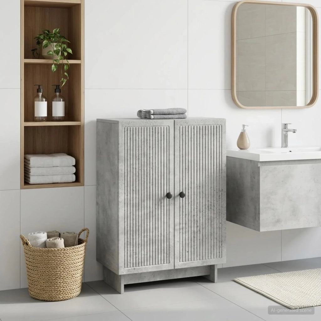 Mobiletto da Bagno EDE Grigio Cemento 59,5 x 31 x 80 cm 895958