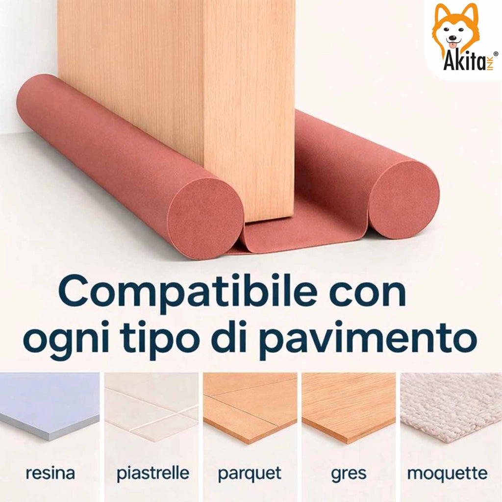 Akitaink 2 Paraspifferi Porta Doppia 90 cm Marrone