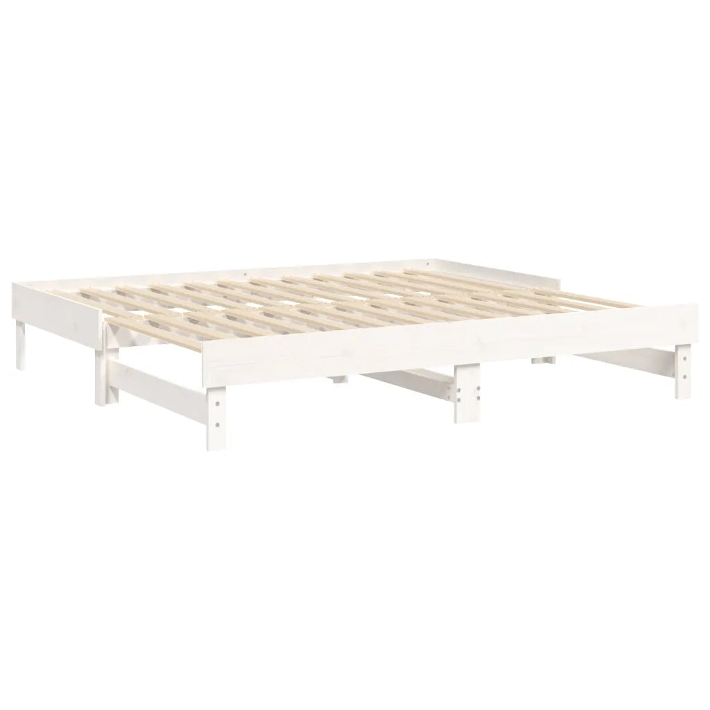 Dormeuse Estraibile Bianca 2x(90x190) cm Legno Massello di Pino
