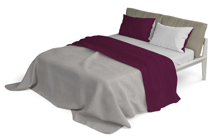 Set Lenzuola Singolo Sopra Sotto e Federe Doubleface Prugna/Grigio Chiaro