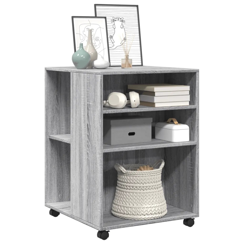 Tavolino con Ruote Grigio Sonoma 55x60x78 cm in Truciolato