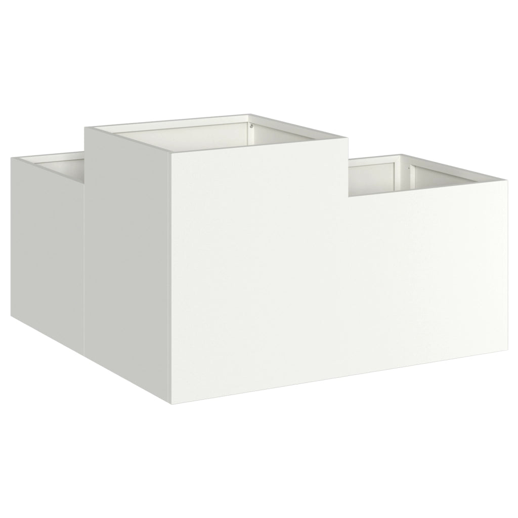 Fioriera da Giardino 80x80x48 cm Acciaio Bianco
