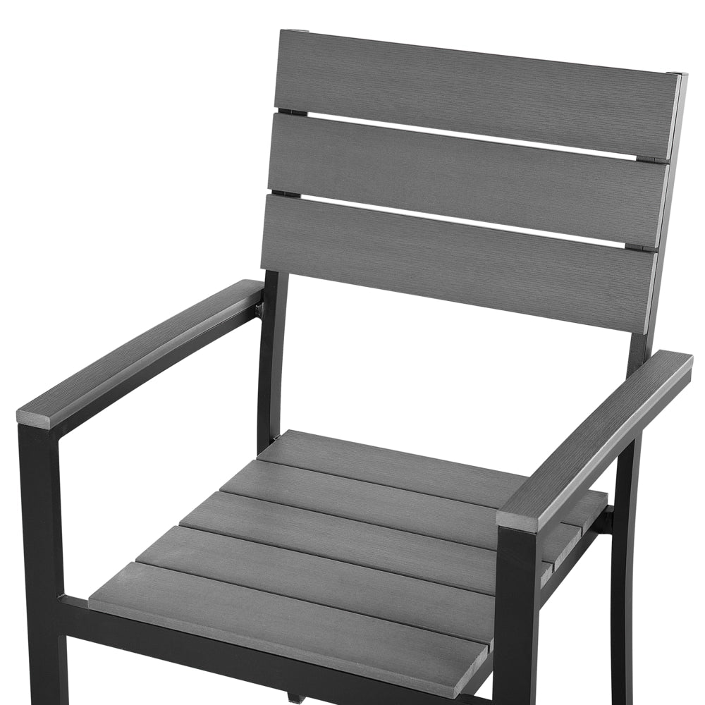 Set di 6 sedie da giardino in alluminio grigio e Nero resistenti agli agenti atmosferici