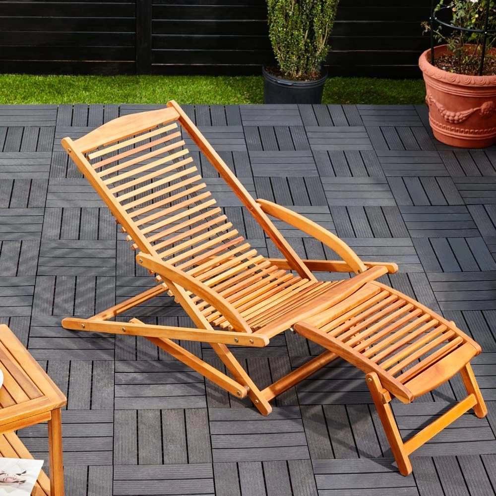 ® 2x Lettino Prendisole Ergonomico 120kg Legno Acacia Sdraio Pieghevole incl. Poggiapiedi e Cuscino Lettini Sauna