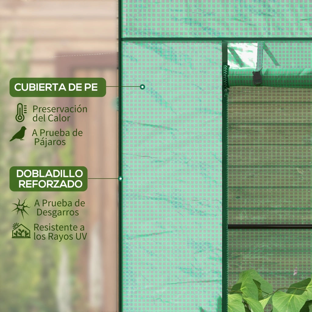 Serra da Giardino con Finestre a Rete e Porta con Cerniera 196x77x197 cm ¨C Xylo ¨C Verde