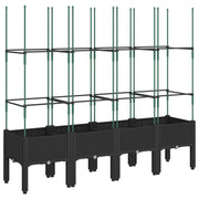 Fioriera rialzata per piante fiori patio giardino con traliccio 160 x 40 x 142,5 cm PP nero 02_0038273