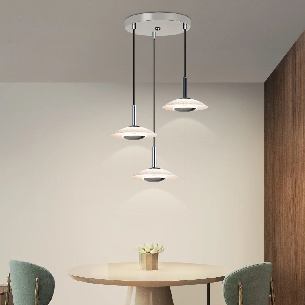 Lampada a sospensione ZMH LED in metallo cromato vetro sala da pranzo 3000K per camera da letto e cucina