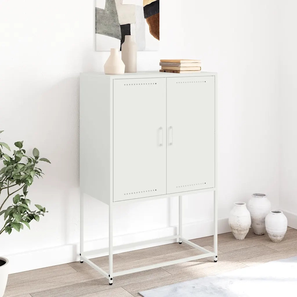 Credenza-Buffet-Armadio da cucina Bianca 68,5x38,5x107 cm in Acciaio 131967
