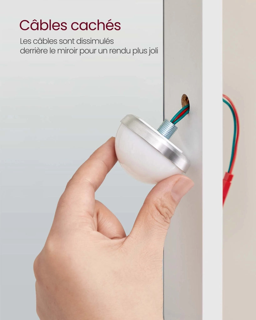 Toletta con specchio e lampadine tavolo da trucco con 2 cassetti e 3 vani portaoggetti stile moderno bianco 12_0005157