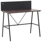 Scrivania Home Office Top in legno scuro 100 x 50 cm con struttura in metallo verniciato a polvere Nero
