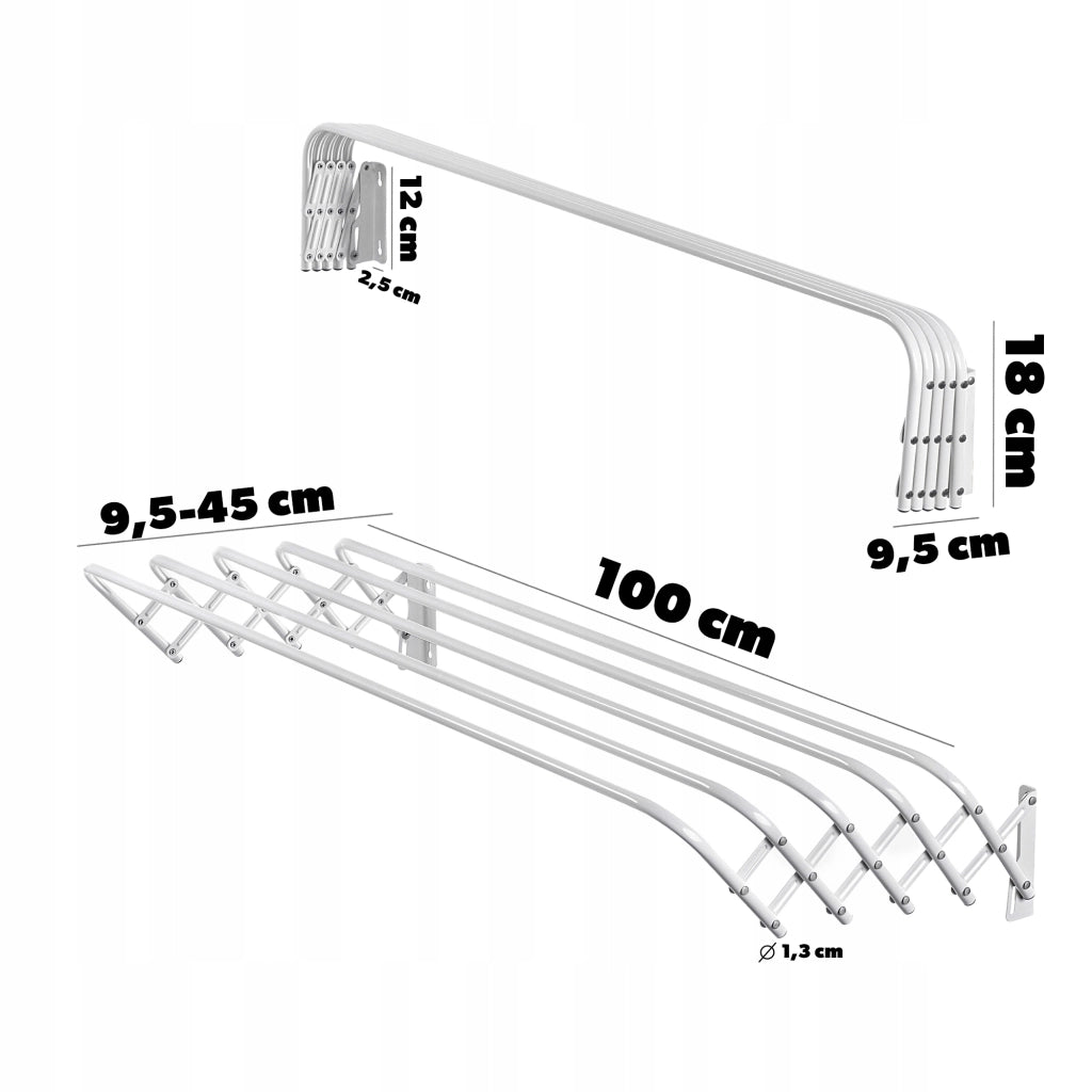 Asciugatrice per bagno KADAX, 100 cm, a parete, a fisarmonica