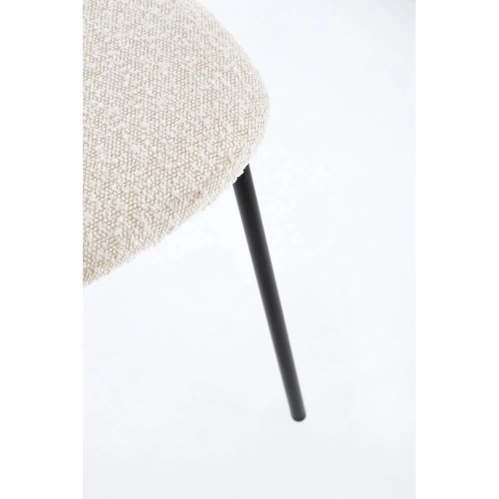 Set di 2 Sedie con Seduta Imbottita Boucléé Schienale in Legno e Gambe in Acciaio - BELLA