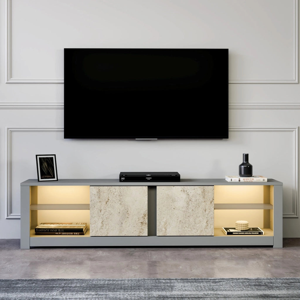 Porta TV in legno "Aydos" 180 x 35 x 45 cm - Grigio