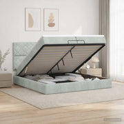 Letto ottomano con materasso Grigio Chiaro 200 x 200 cm Velluto 3457815