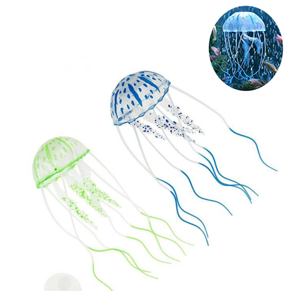 Trade Shop - Decorazione Medusa In Silicone Per Acquario Dolce E Marino Fluorescente Pesci -