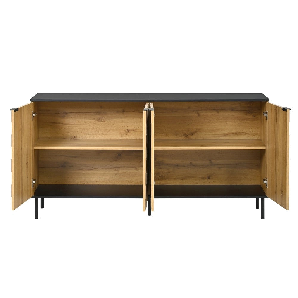 Credenza 2 Ante con Ripiani ¨C MINIMAL ¨C Truciolato, Gambe in Metallo, Legno