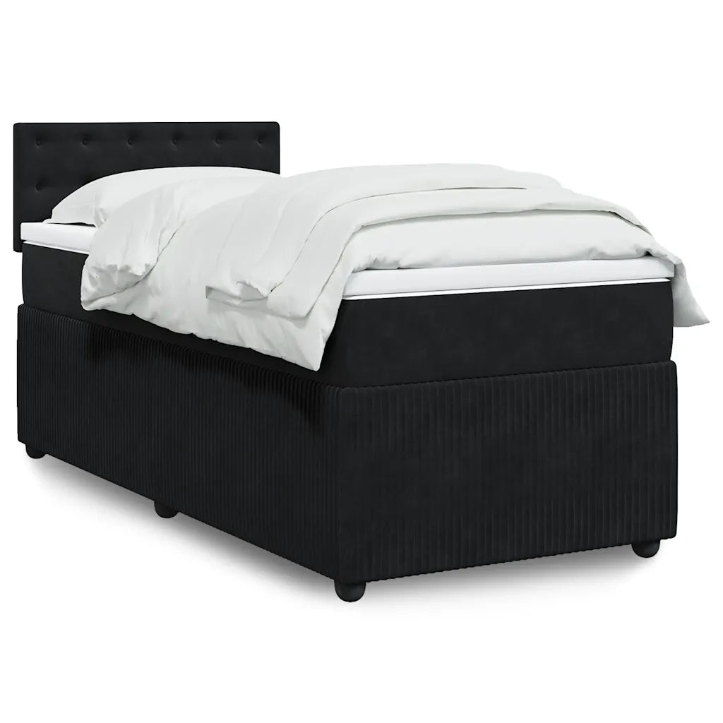 Giroletto a Molle con Materasso Nero 90x200 cm in Velluto