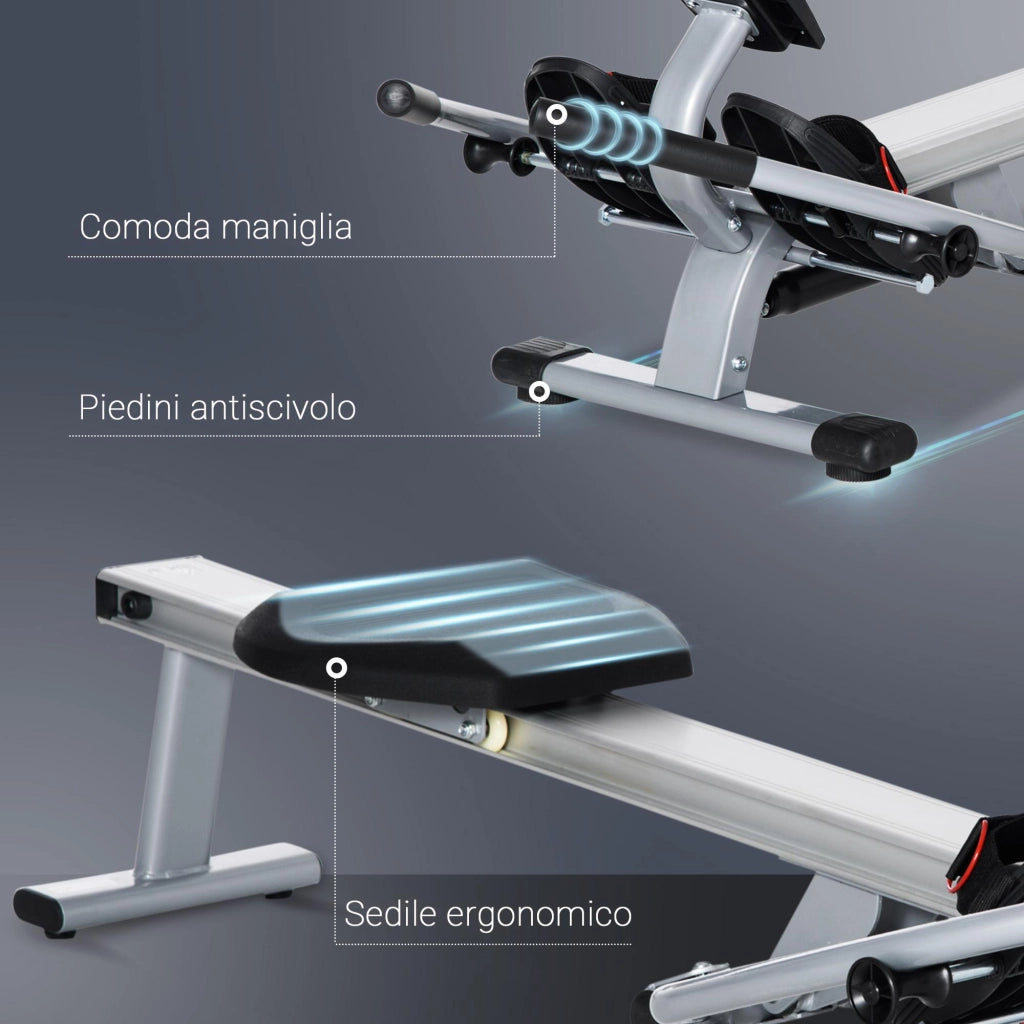 Vogatore 12 Resistenze 160x61x50 cm con Monitor in Alluminio e Acciaio