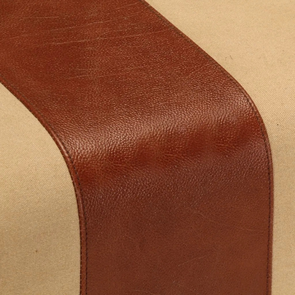 Panca da Palestra 38 cm Vera Pelle Marrone e Massello di Mango